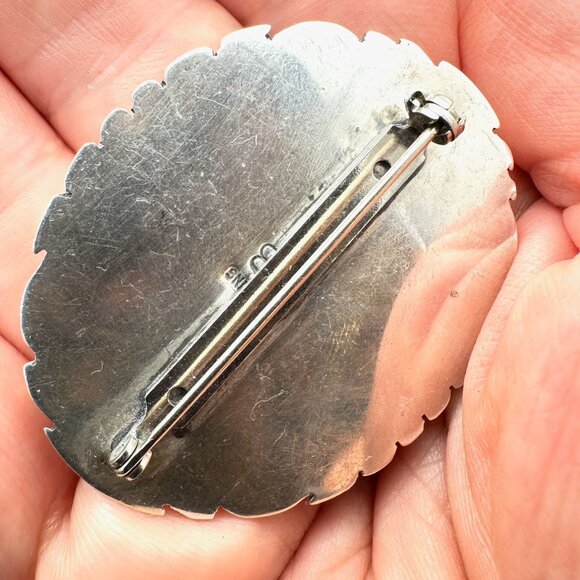 Vintage Native American Inlay Gemstone Pin Brooch Sterling Silver Opal Tiger Eye - Picture 4 of 4